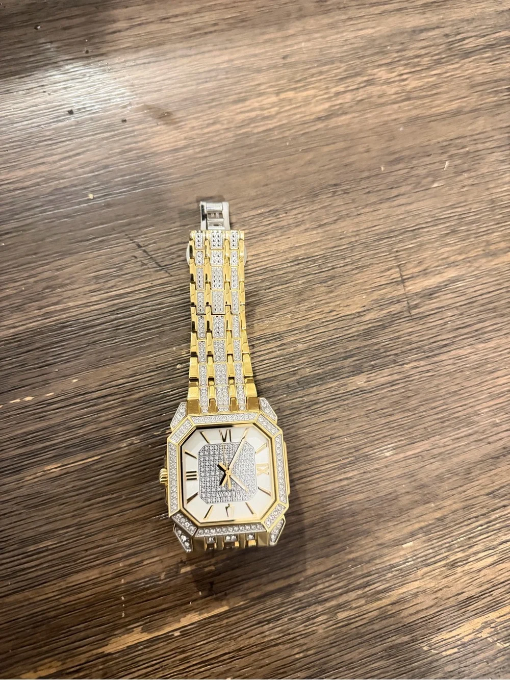 Bulova Gold-Tone Crystal Pavé Octagon Bracelet Watch